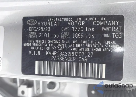 2024 Hyundai Venue Sel z USA, uszkodzony, nr VIN KMHRC8A32RU307127